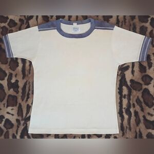 Men's Cream and Blue Short Sleeve Tee